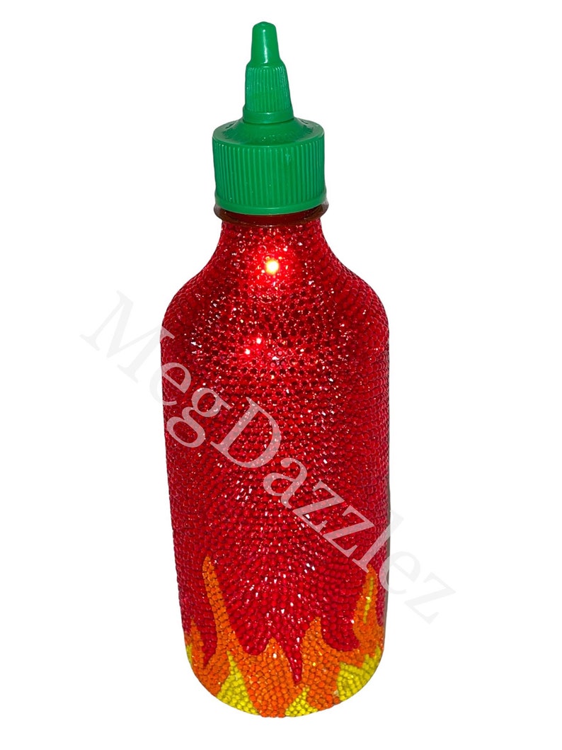Hot Sauce Bling Hot Chili Sauce Rhinestone Hot Sauce Bottle Blinged Out Hot Sauce Bedazzled Hot Sauce Hot Sauce Bling Sriracha image 3