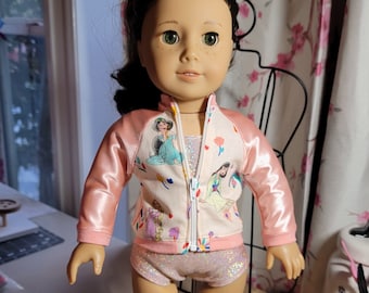 Doll peach silky jacket leotard princess outfit set for the 18"doll