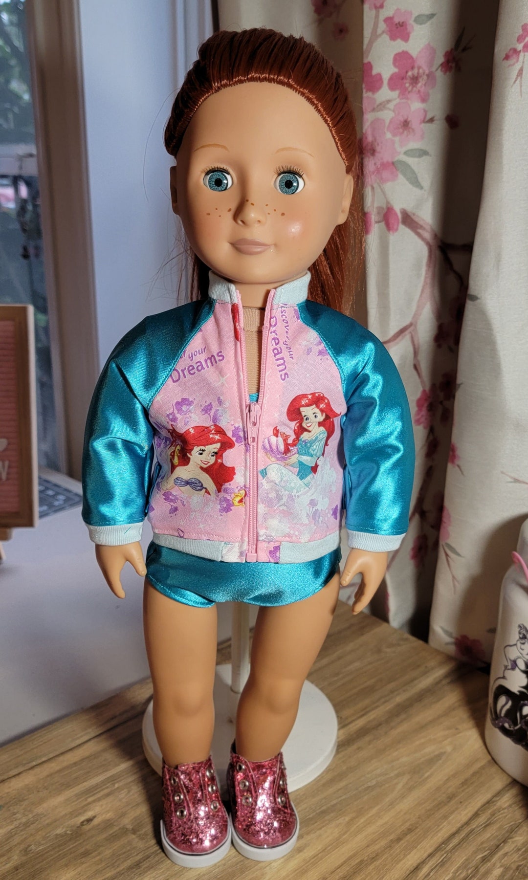 Pink Girly Mermaid Unicorn Teal Scales Pattern Print Women Casual Bomber Jacket main image 1