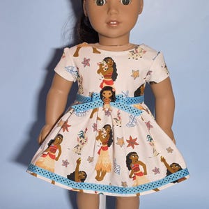 Moana print doll dress for the 18"doll image 1