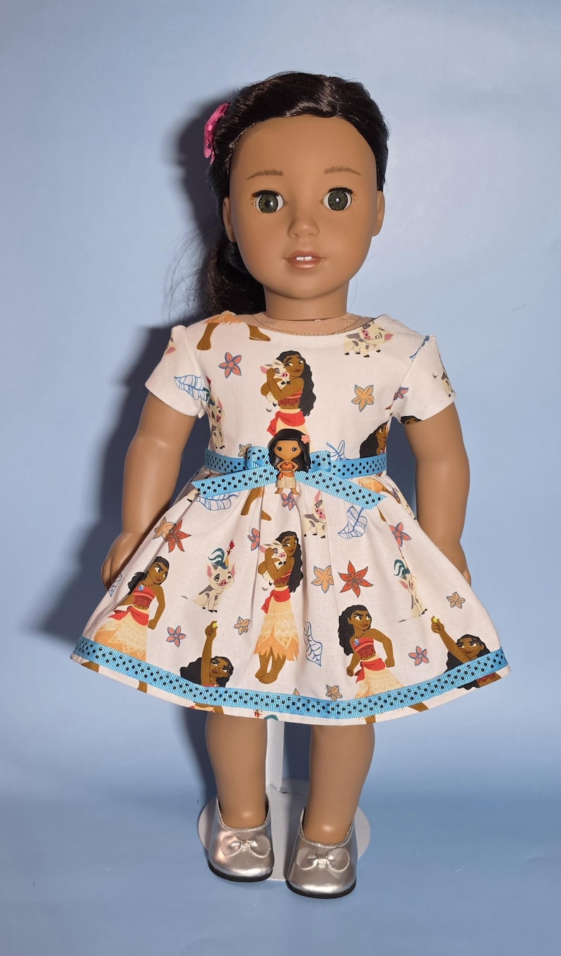 Moana print doll dress for the 18"doll image 1