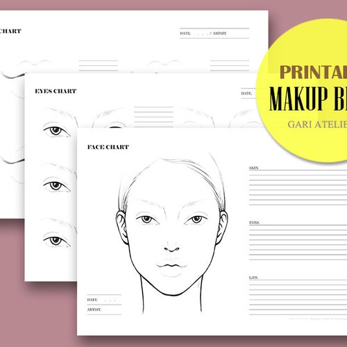 Makeup Face Chart Printable Makeup Practice Sheets Makeover Etsy