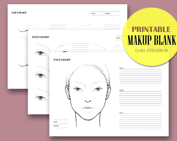Makeup Face Chart Printable Makeup Practice Sheets Makeover | Etsy