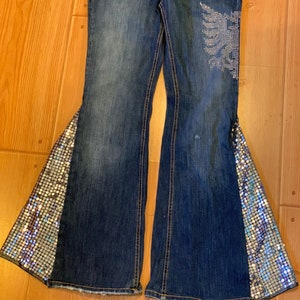 Chic Bell Bottoms, Hippie Bell Bottoms, Sequence Bell Bottoms, Woman&#39;s Bell Bottoms with Flare, Disco Jeans, Disco Bell Bottoms