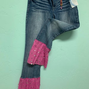 Woman&#39;s Bell Bottoms, Girls Flare Styled Jeans, Hippy Jeans, Chic Up-Cycled Jeans with a Flare, Flare Bell Bottoms, Refashioned Denim Jeans