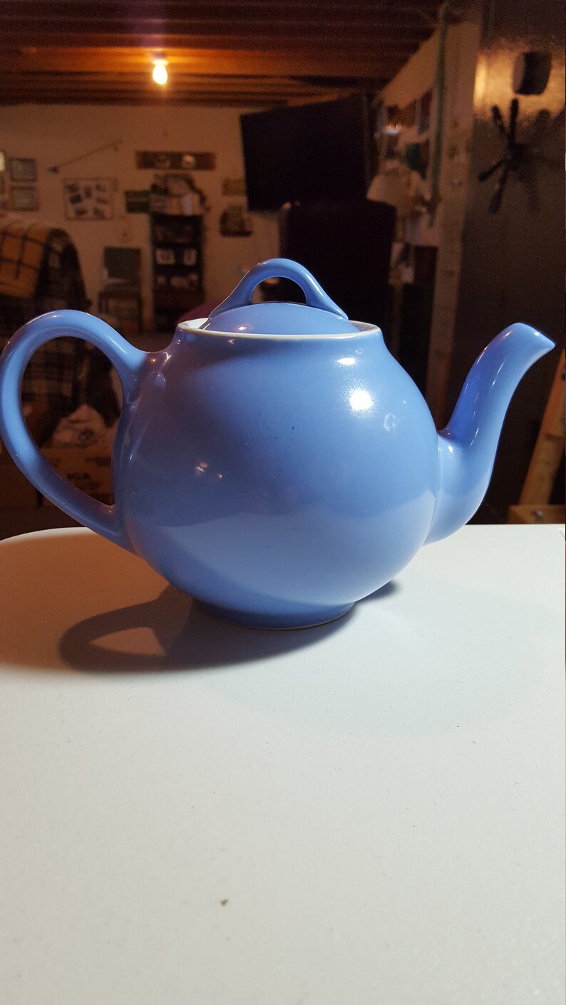 Vintage Hall Pottery Teapot Cornflower Blue Lipton's Tea Etsy