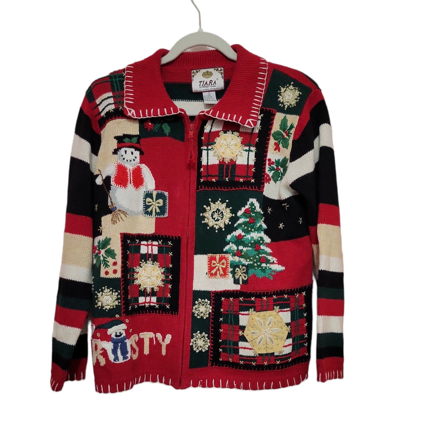 Brown Graphic Christmas Cardigan 