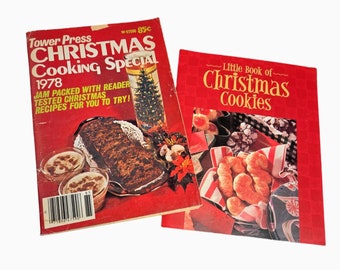 Vintage 1983 Christmas Cooking Special Cookbook, Tower Press Baking Holidays and Little Book of Christmas Cookies