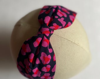 Leopard print cotton headband / pink leopard hairband/ able mabel headbands/ fabric Alice band/ turban headband/ knotted headband