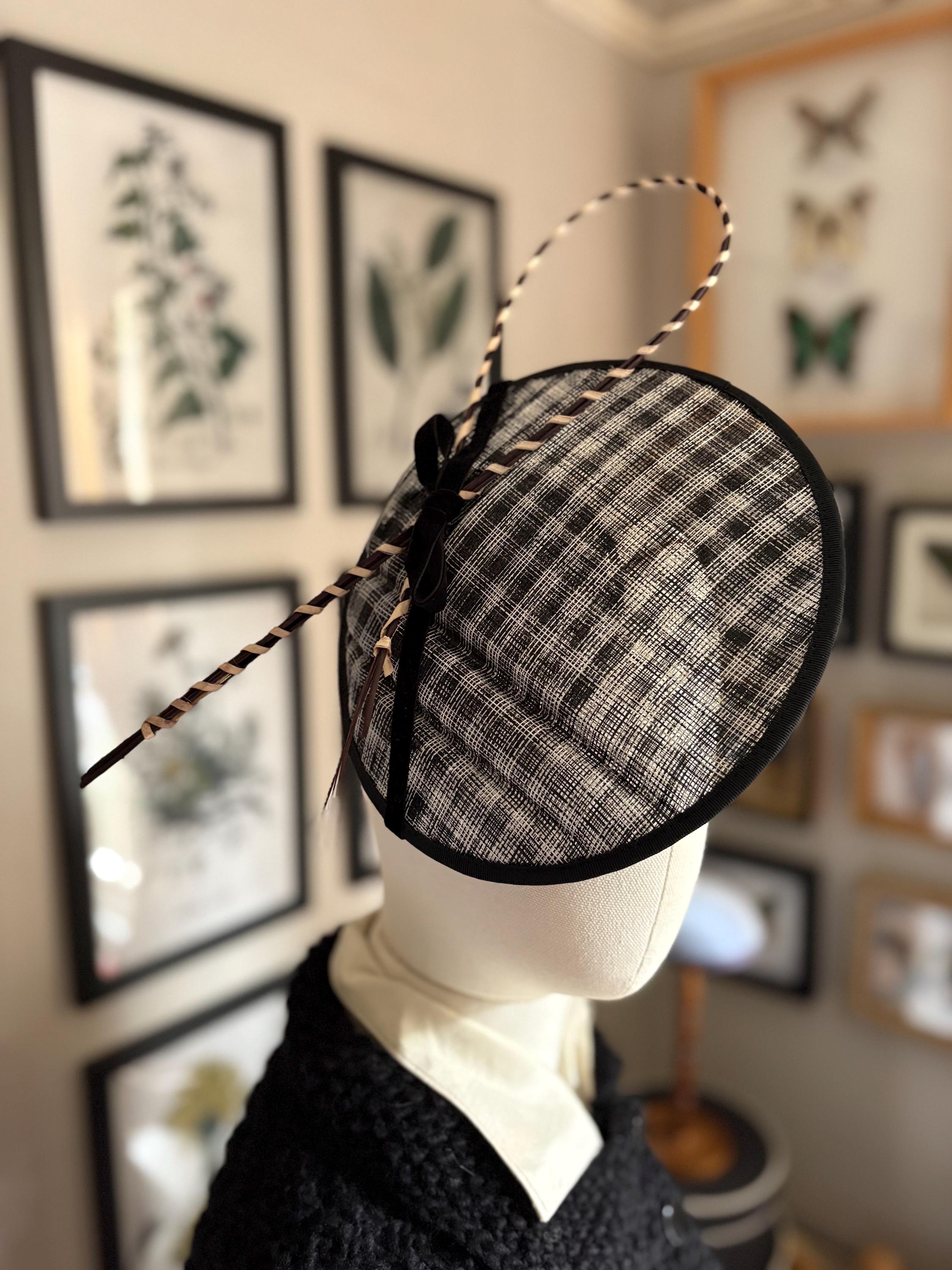 Oleg Cassini Black Sculptural Satin Turban Hat Bow Cocktail Hat Vintage SOLD Vintage OMO Norma Kamali Oversized Bow Turban $179 A  main image 2