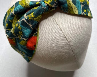 Turban headband in teal coloured Summerhouse fabric by Liberty of London/ liberty fabric hairband.