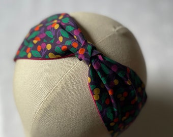 Turban headband in Liberty of London cherry print/ Liberty fabric headband/ Cherry print hairband