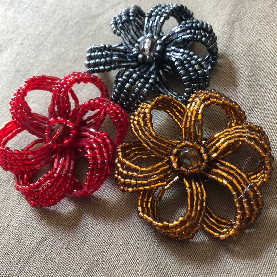 Beaded flower brooch cheap