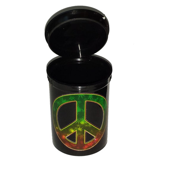 plastic tobacco containers Beads, Tobacco, Trinkets, Herb Stash Container - Food Safe Plastic With  Attached Squeeze Top, Leaf Design Peace Sign