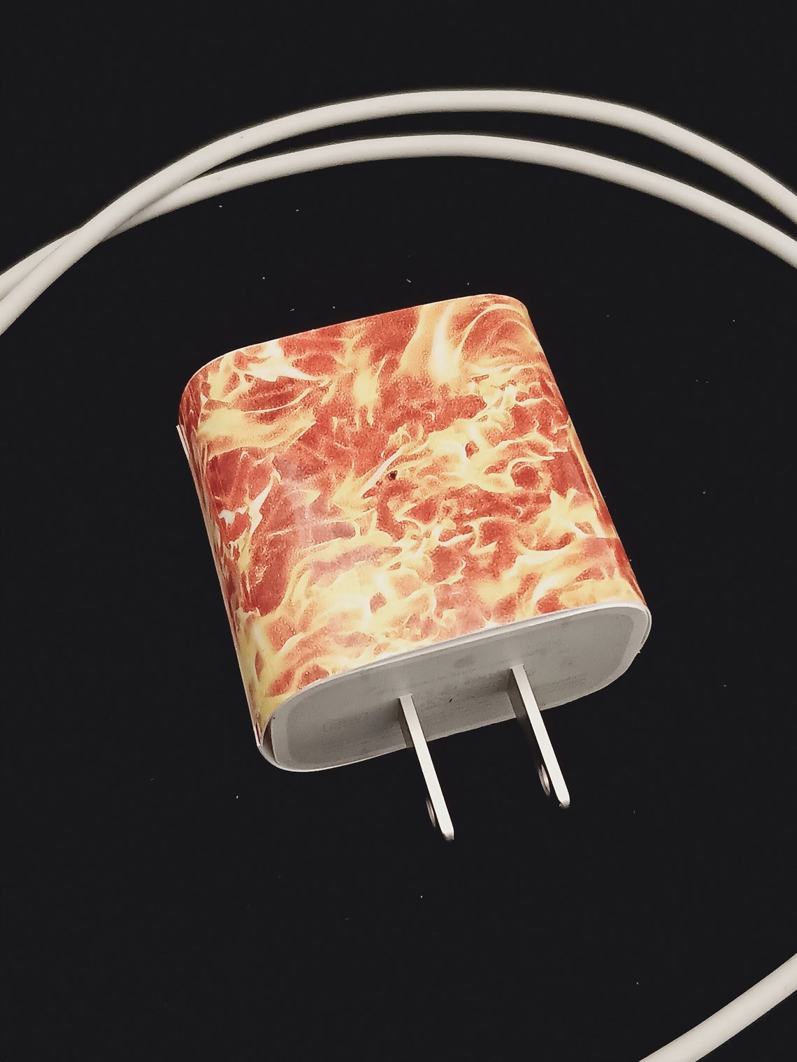 Ios Charger Sticker Fire Flames Design Apple iPad Charger Stickers Wrap Sleeve Self ...