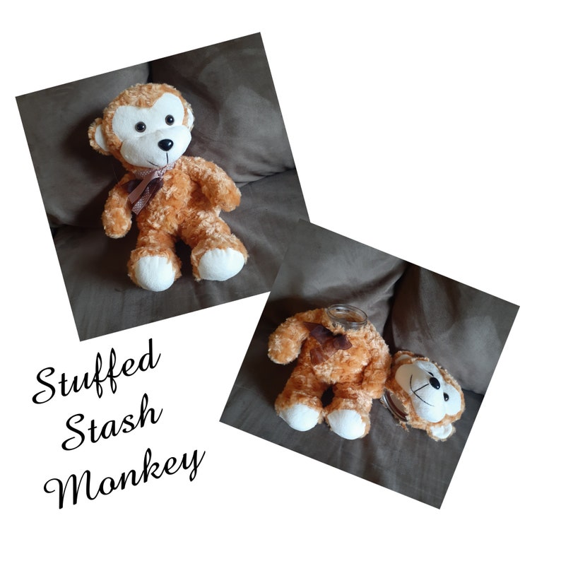 Stuffed Stash Monkey Jar Secret Hideaway Adults & Kids, Money, Jewelry, Smoke Accessories 13 inches Tall image 1