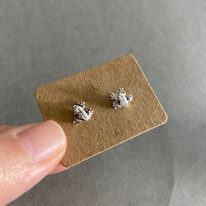 Silver Tiny Frog Stud Earrings - Sterling Silver [ESV1057]
