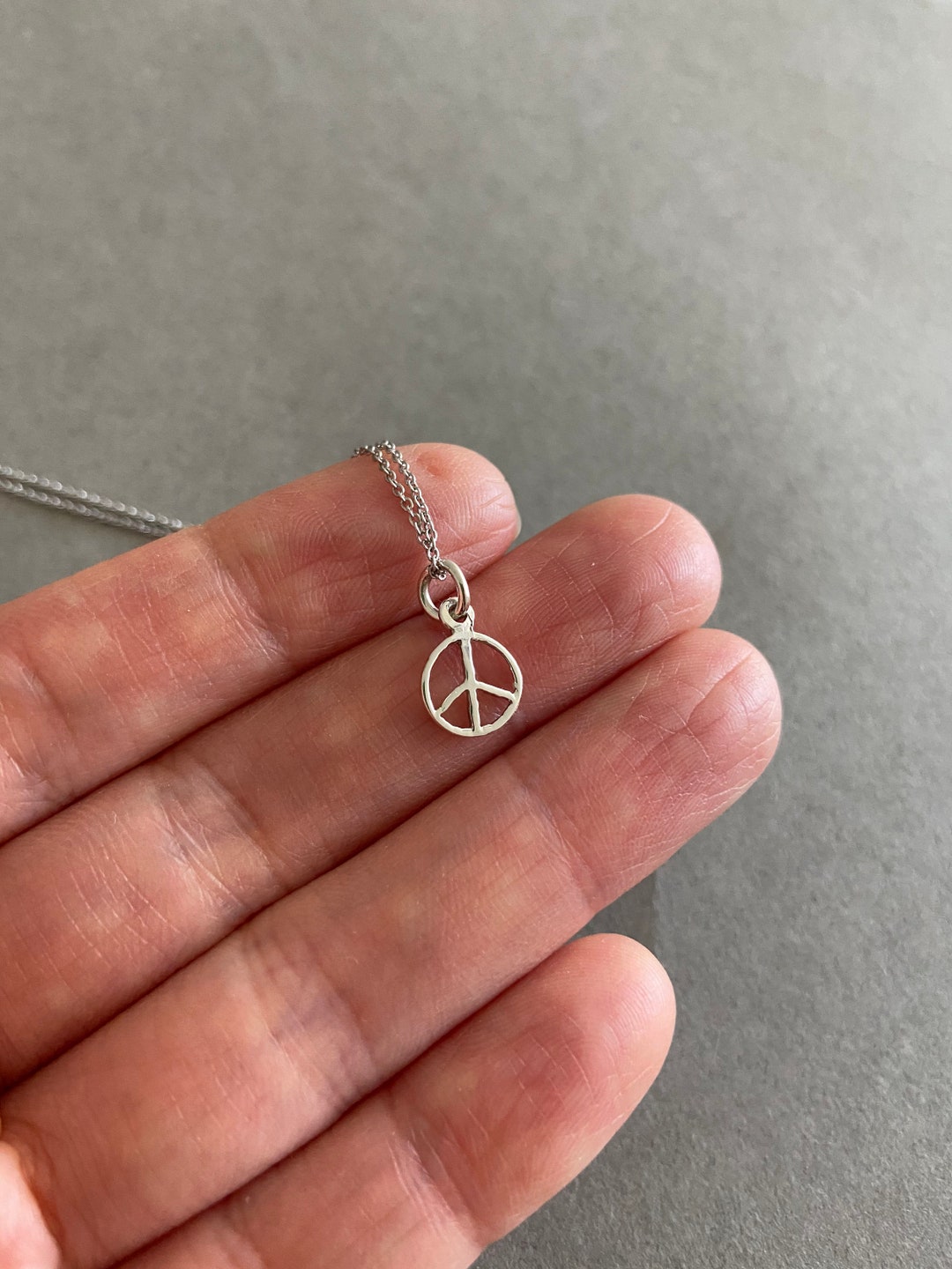 Silver Tiny Mini Peace Silver Necklace - Sterling Silver [NS1008] - Etsy