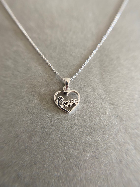★HAS★ Silver925 HW003 Mini heart necklace Mini Onyx Heart Pendant Necklace, 925 Silver Heart Necklace