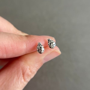 Silber Marienkäfer Typ B Ohrstecker - Sterling Silber [ESV1054]