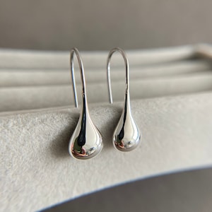 Sterling Silver Tear Drop Hoop Earrings - Sterling Silver