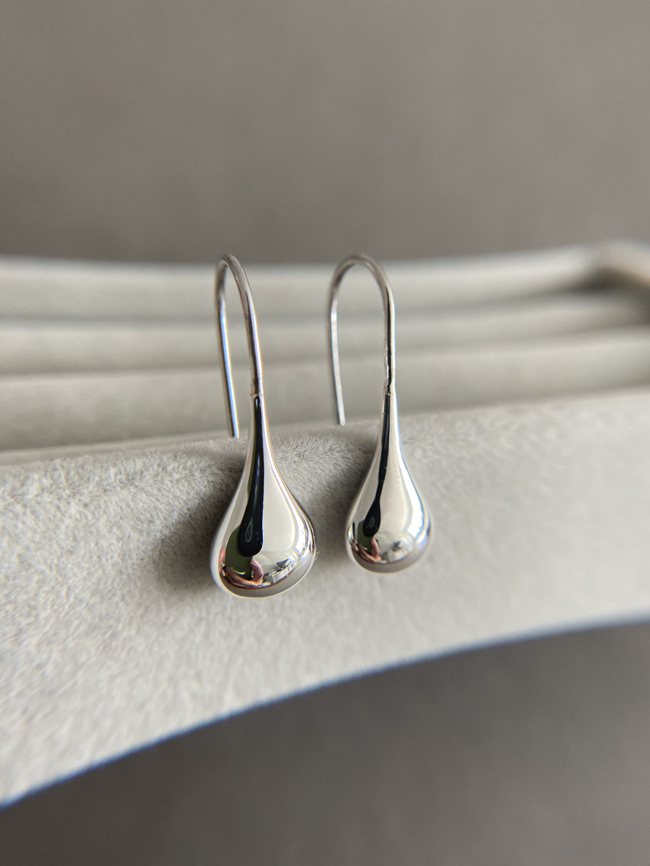 Handmade Sterling Silver Teardrop Drop Earrings With Crystal - Choose 16mm Or 22mm Size
