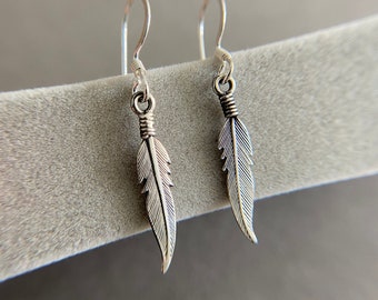 Orecchini pendenti a forma di piuma d'argento tipo B - Argento sterling