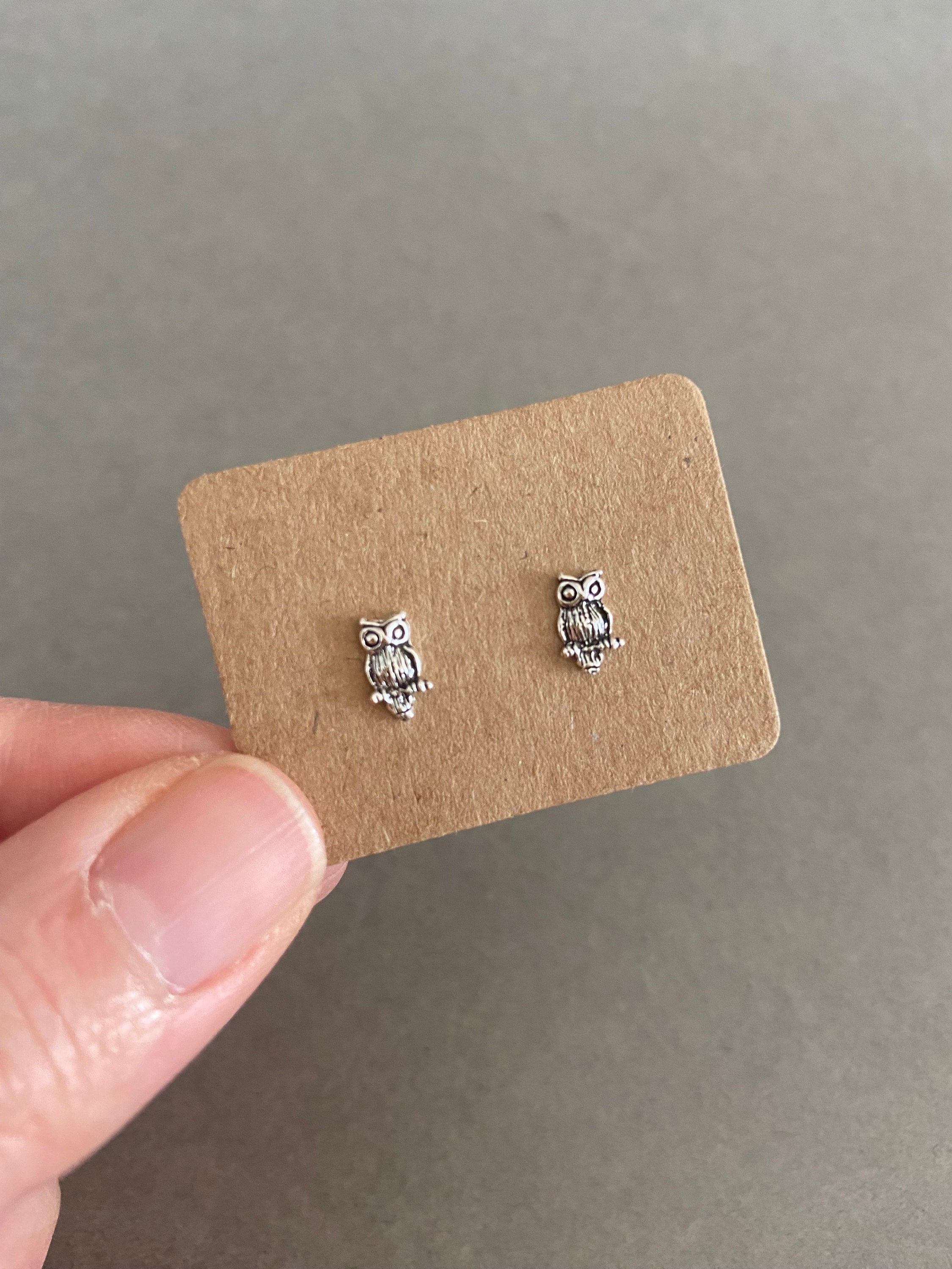 Silver Tiny Owl Type A Stud Earrings - Sterling Silver [ESV1016]