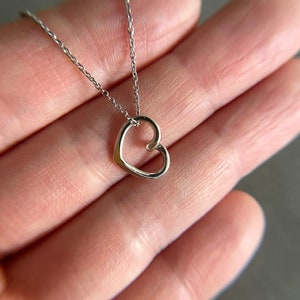 Silver Tiny Mini Open Heart Love Necklace - Sterling Silver