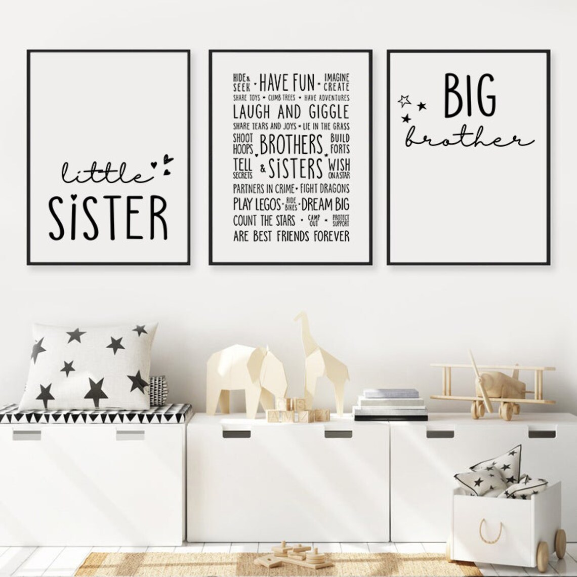 Siblings Printable Art Little Sister Big Brother Set of 3 - Etsy