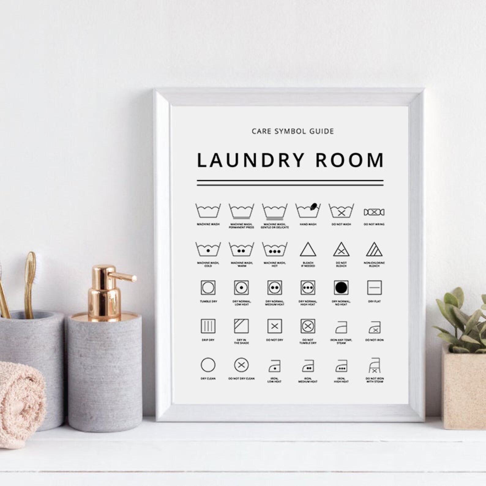 Laundry Room Symbols Print Printable Art Laundry Wall Decor | Etsy