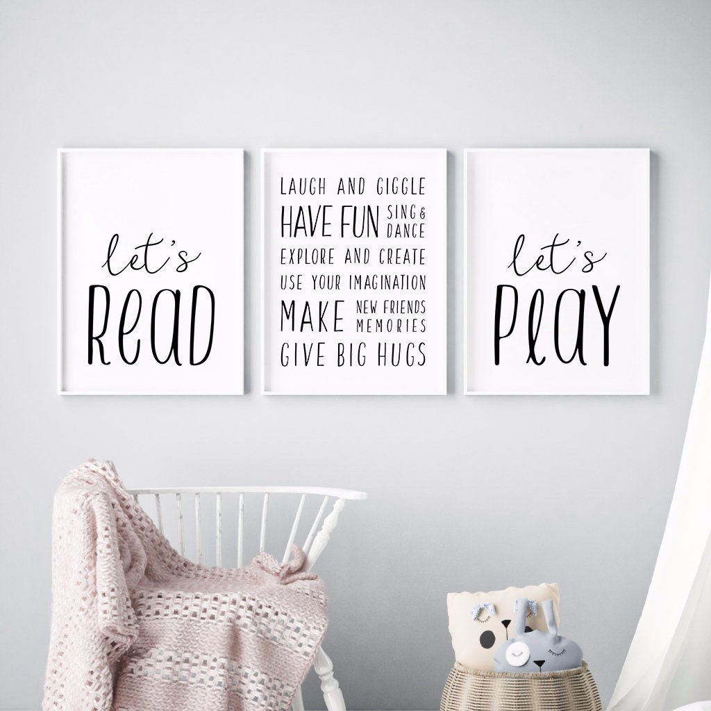 Set of 3 Playroom Printables Let's Play Printable | Etsy