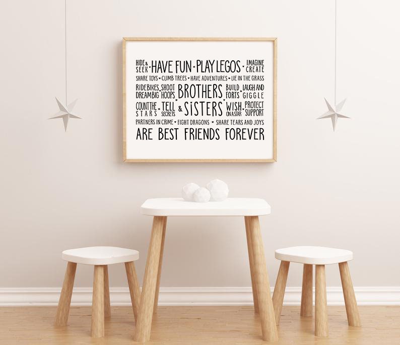Little Brother Big Sister Printable Art Set of 3 Posters | Etsy