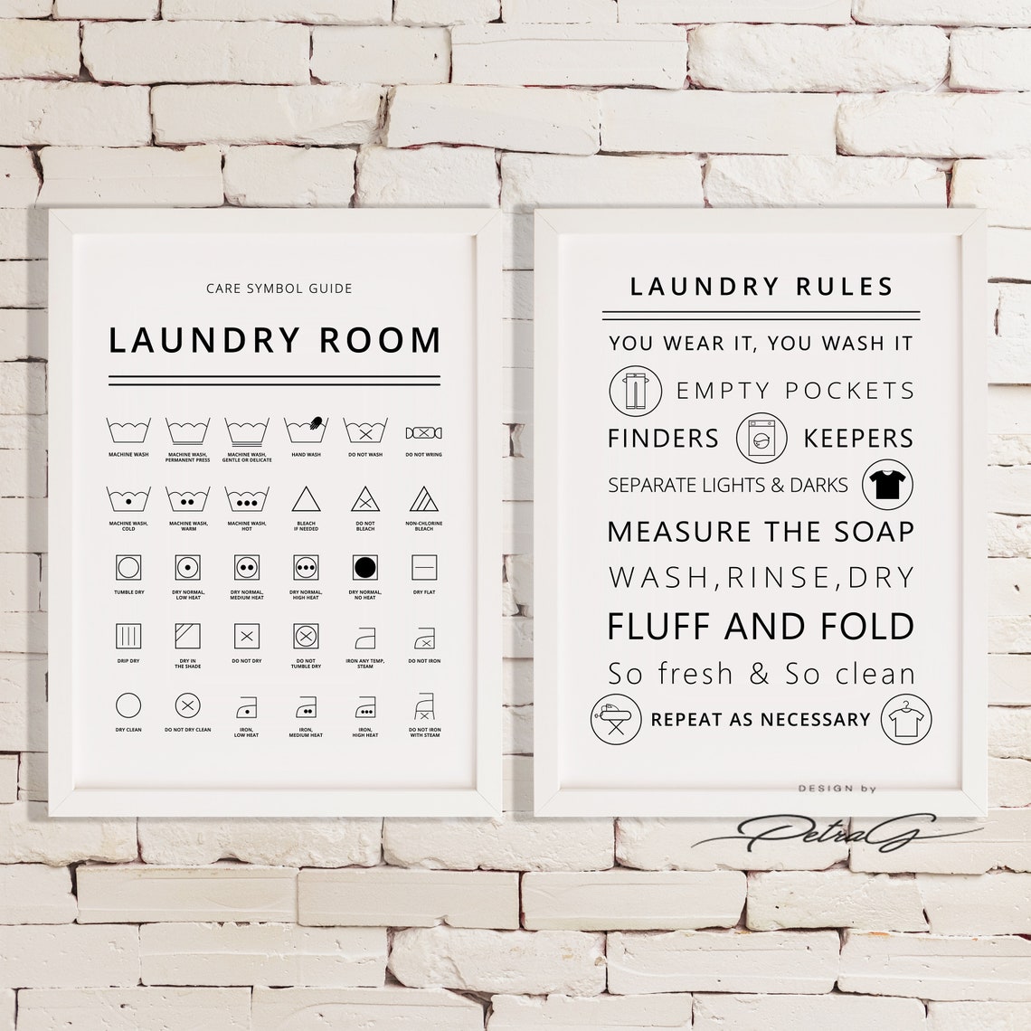 Laundry Room Symbols Print Printable Art Laundry Wall Decor | Etsy