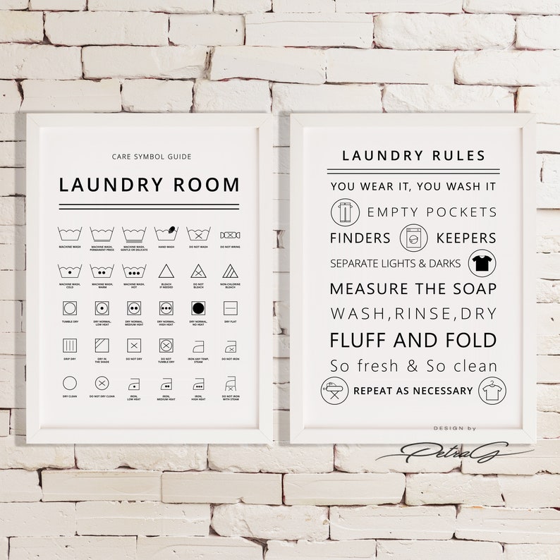 Laundry Room Symbols Print Printable Art Laundry Wall Decor Etsy