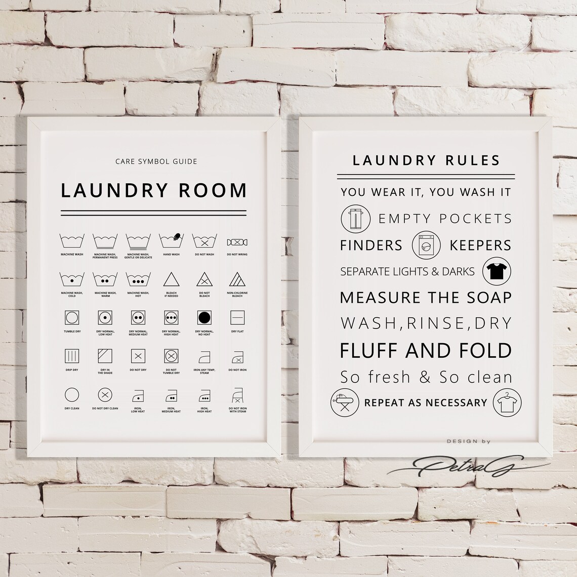 Laundry Room Set of Two Prints Printable Art Laundry Wall - Etsy