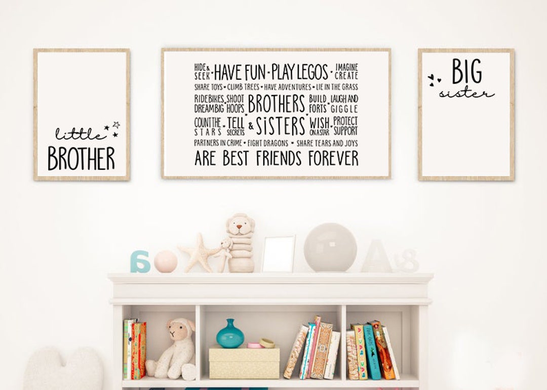 Little Brother Big Sister Printable Art, Set of 3 Posters, Siblings ...