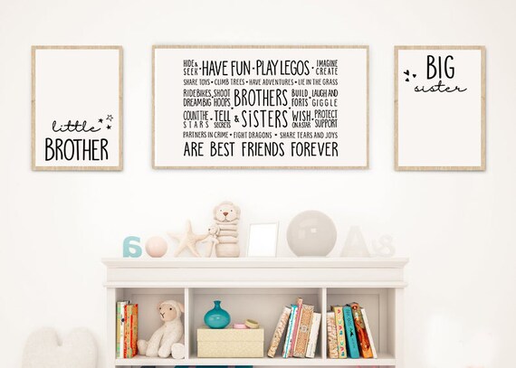 Little Brother Big Sister Printable Art Set of 3 Posters | Etsy