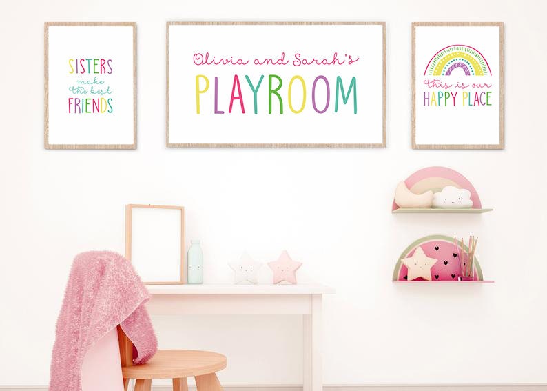 Set of 3 Playroom Printables Girls Room Decor Sisters Wall Etsy