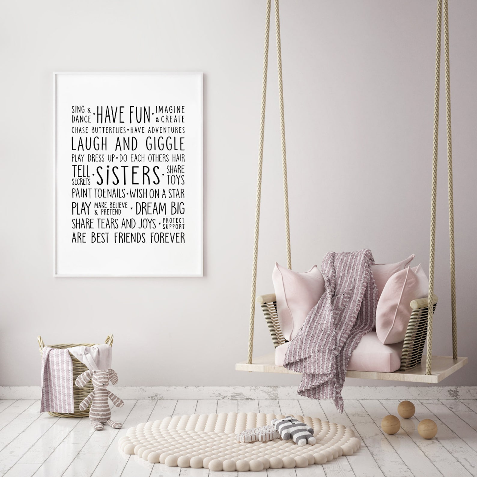 Sisters Wall Art Sister Quote Decor Girls Bedroom - Etsy