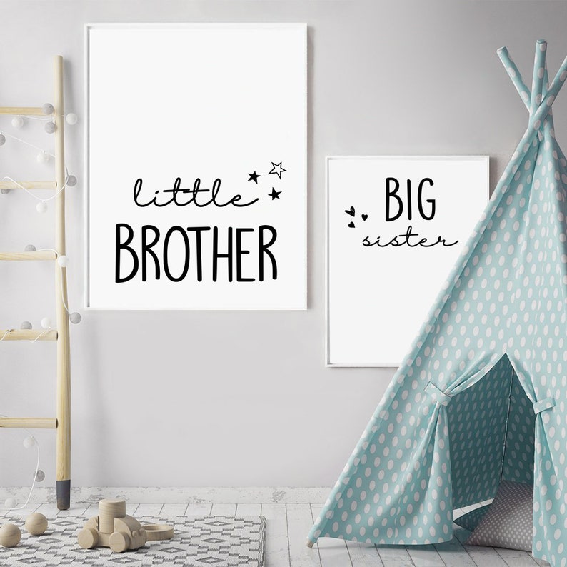 Little Brother Big Sister Printable Art Set of 3 Posters | Etsy