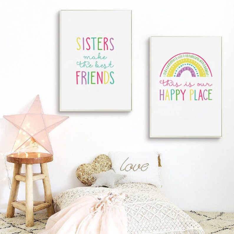 Set of 3 Playroom Printables Girls Room Decor Sisters Wall Etsy