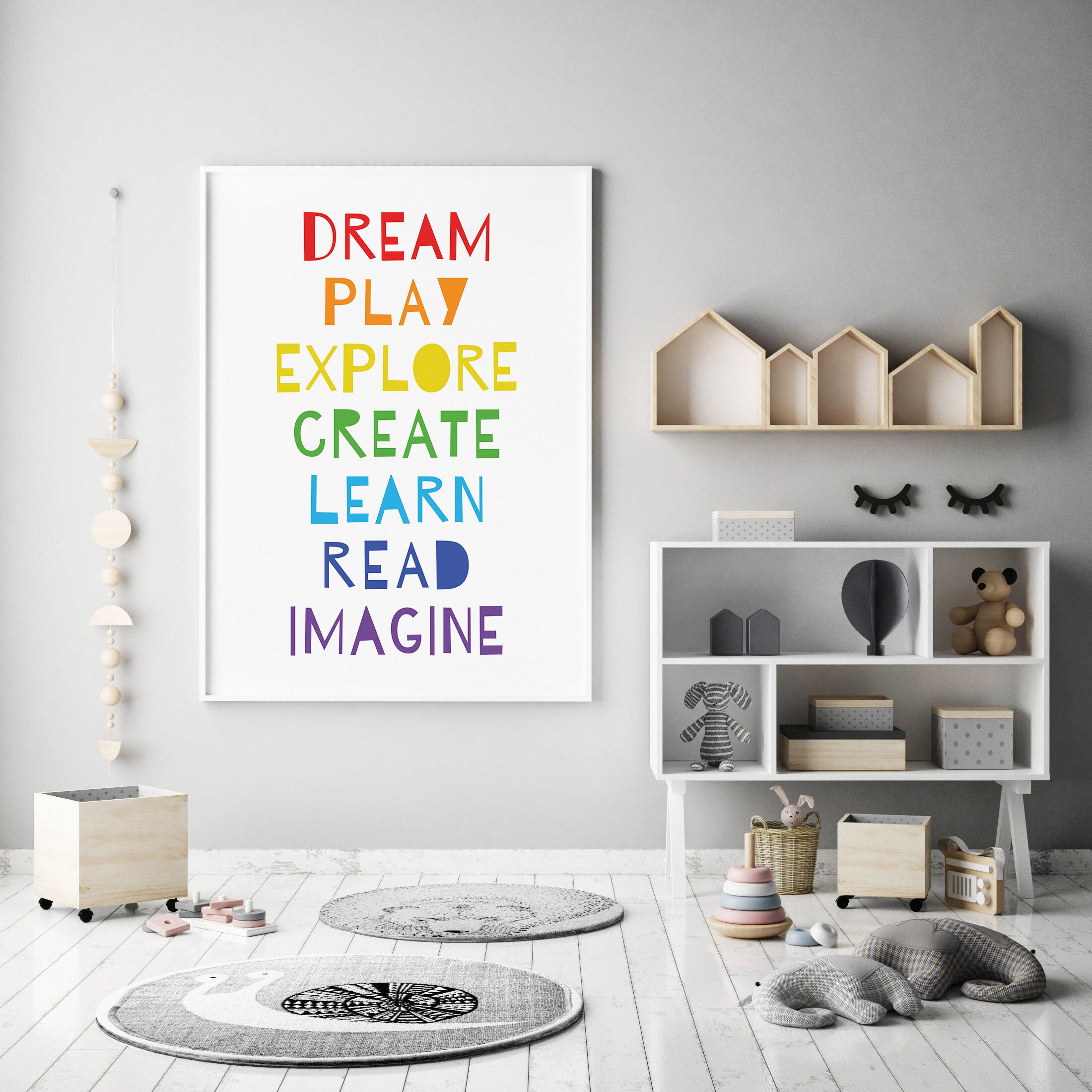 Dream Play Explore Create Learn Read Imagine-Kids Printable | Etsy