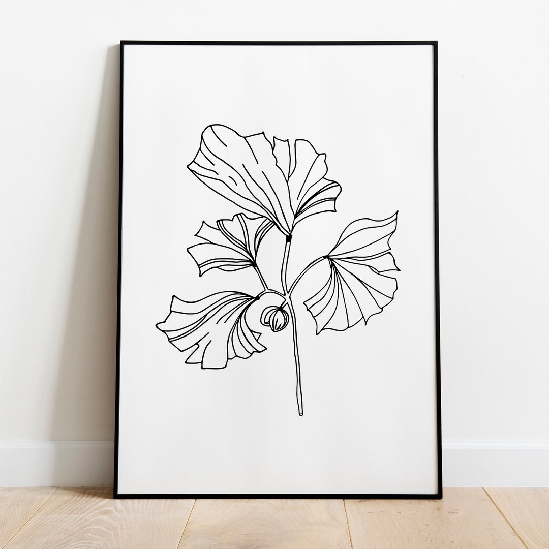 Black &amp; White Botanical Printable, Leaf Print , Floral Print, Leaf Wall ...