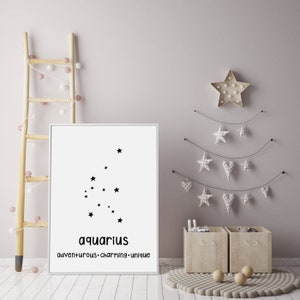 Aquarius Zodiac Constellation Printable, Constellation Print, Zodiac ...