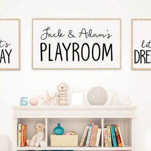 Set Of 3 Printable Posters,Let's Play,Let's Dream,Playroom Poster,Siblings Printable Art, Shared Room Decor,Playroom Wall Art,Playroom Decor