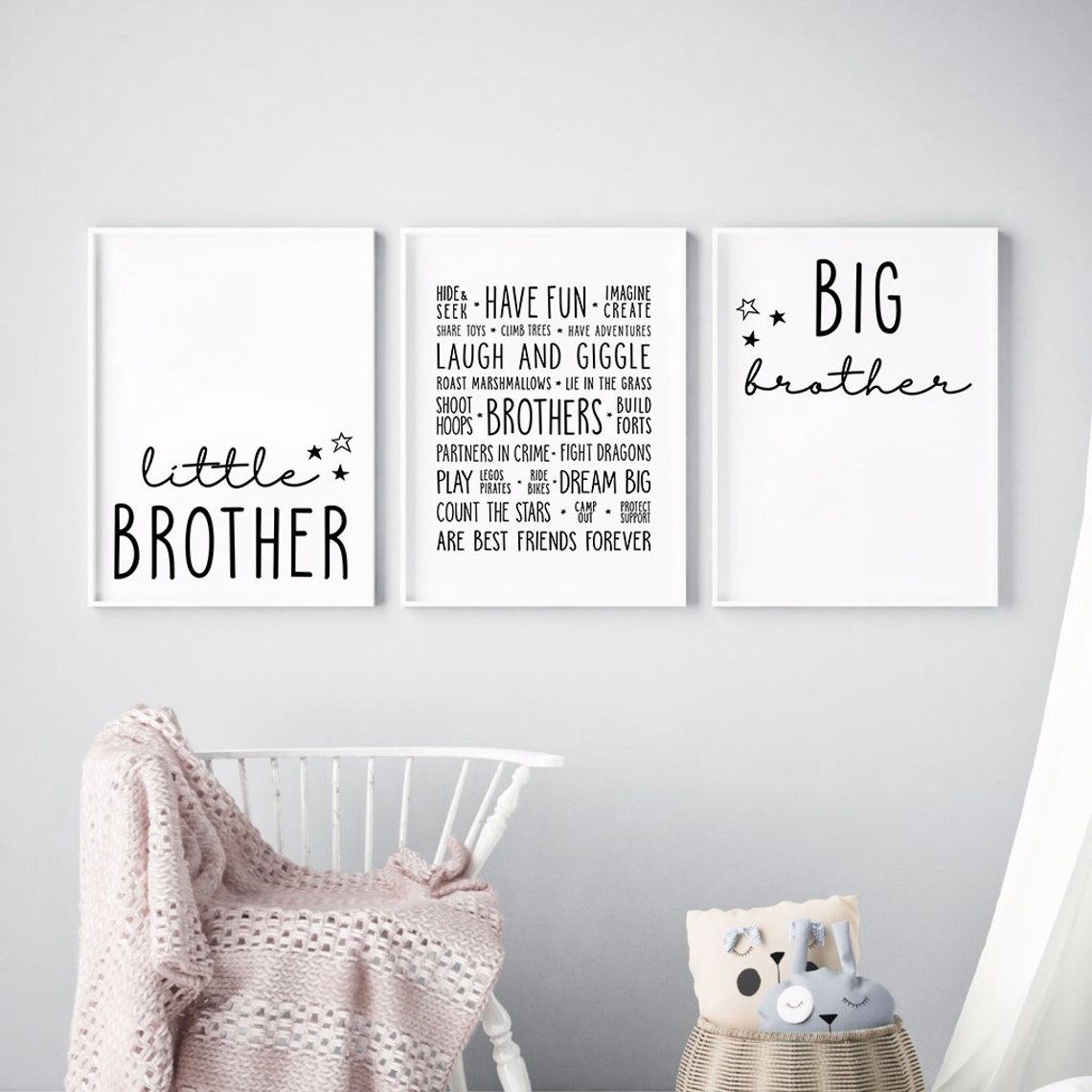 Brothers Printable Art Posters Set of 3 Big Brother Little | Etsy
