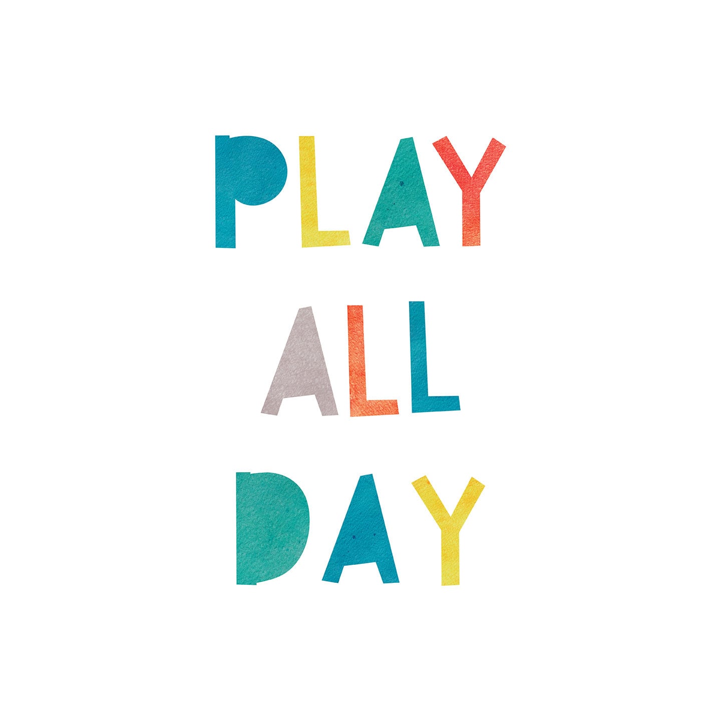 Play All Day Printable Poster Rainbow Playroom Decor Nursery - Etsy