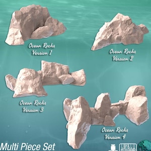 Conjunto de terreno Ocean Boulder: RPG Rocks, Dungeons and Dragons de 32 mm