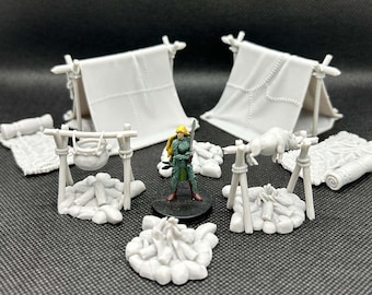 Campsite Starter Scene - 32mm Resin Camp Terrain Set for DnD, Pathfinder & Tabletop RPGs